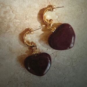 Sezane Pippa Burgundy Heart Earrings